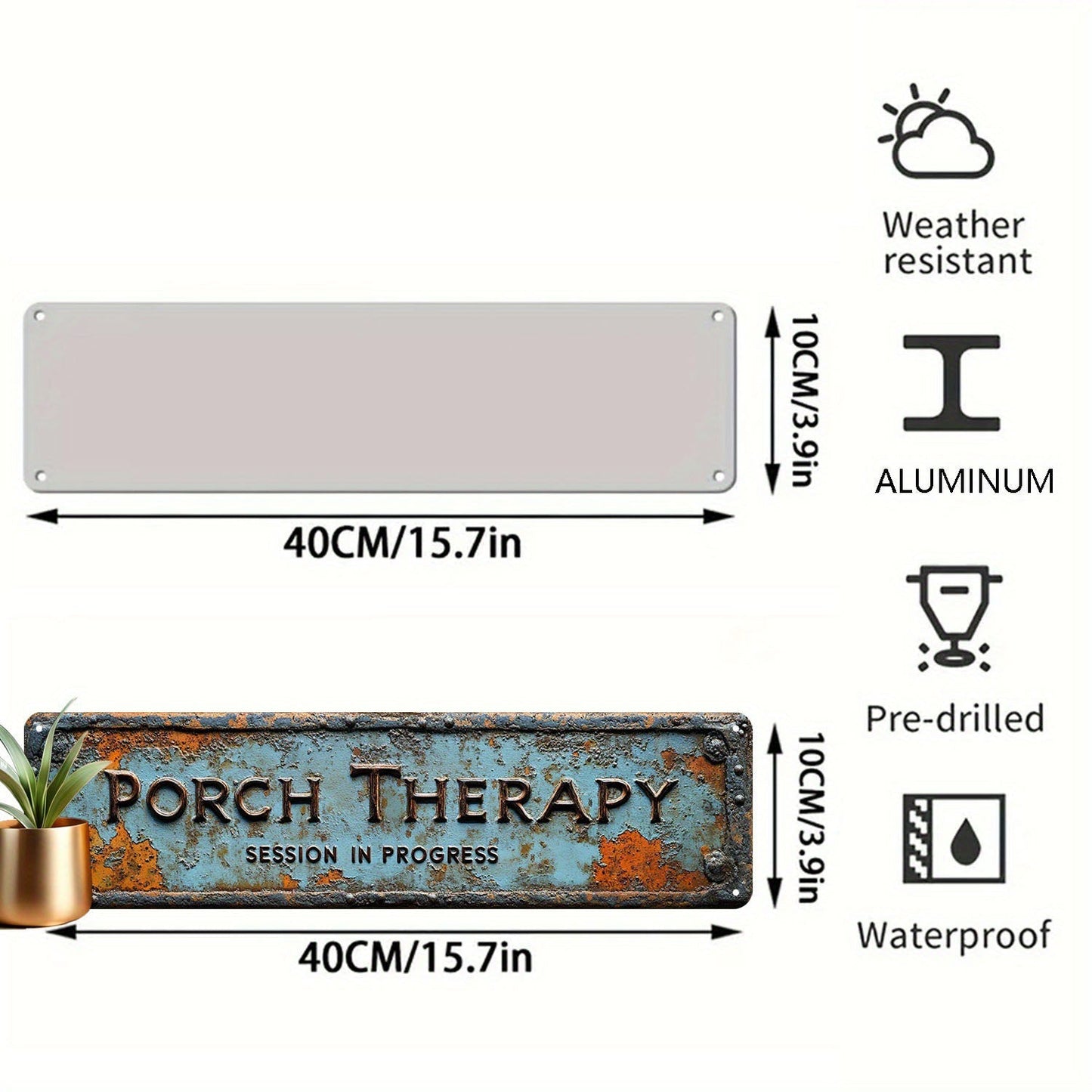 Country-style "Porch Healing" Metal Sign