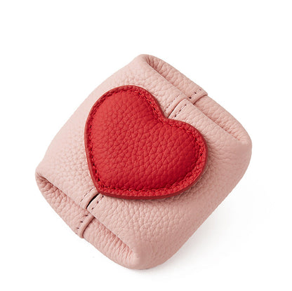 Top-Grain Leather Mini Wallet with a Hint of Heart💝