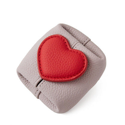 Top-Grain Leather Mini Wallet with a Hint of Heart💝
