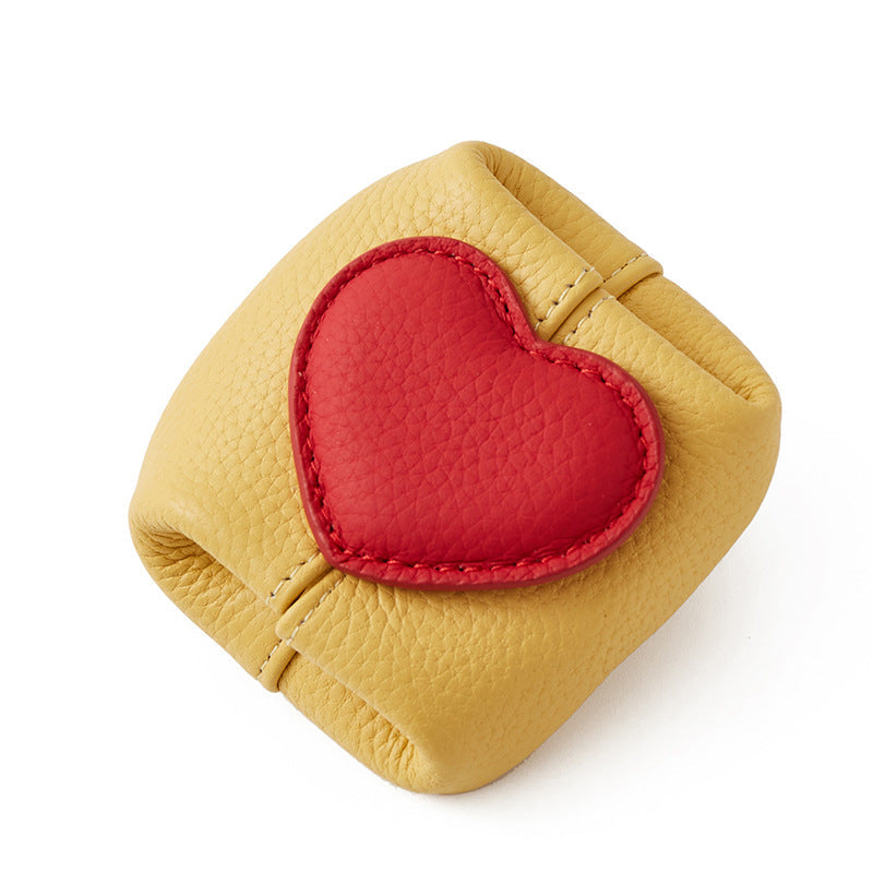 Top-Grain Leather Mini Wallet with a Hint of Heart💝