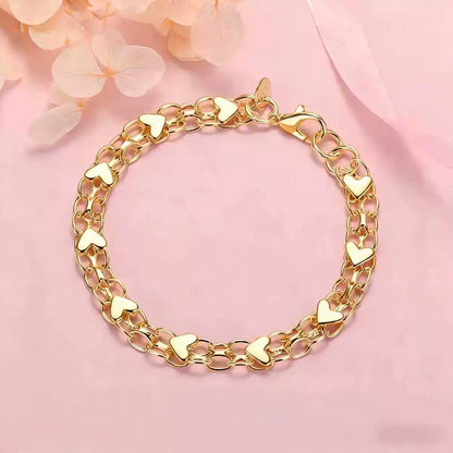 📢📢40% OFF !! ⏰Double Chain Heart Charm Bracelet