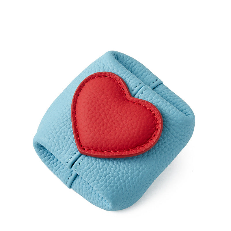 Top-Grain Leather Mini Wallet with a Hint of Heart💝