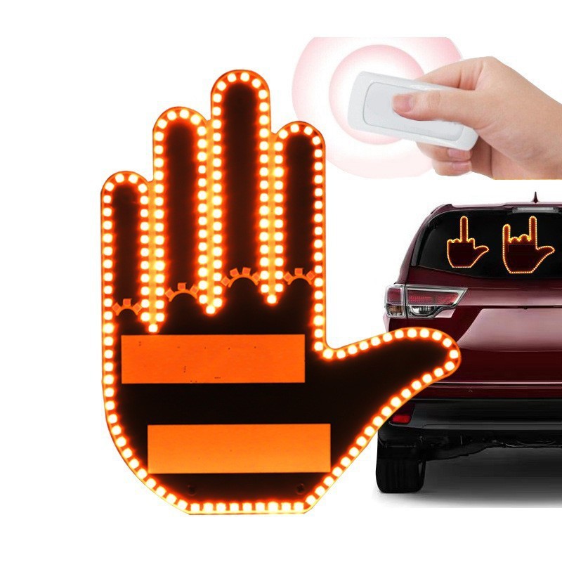 ✋48% OFF NOW! Car Hand Gesture LED Light with Remote Control, Funny Rear Window Finger Signal Light, Novelty Car Decor Lamp for Rear Windshield