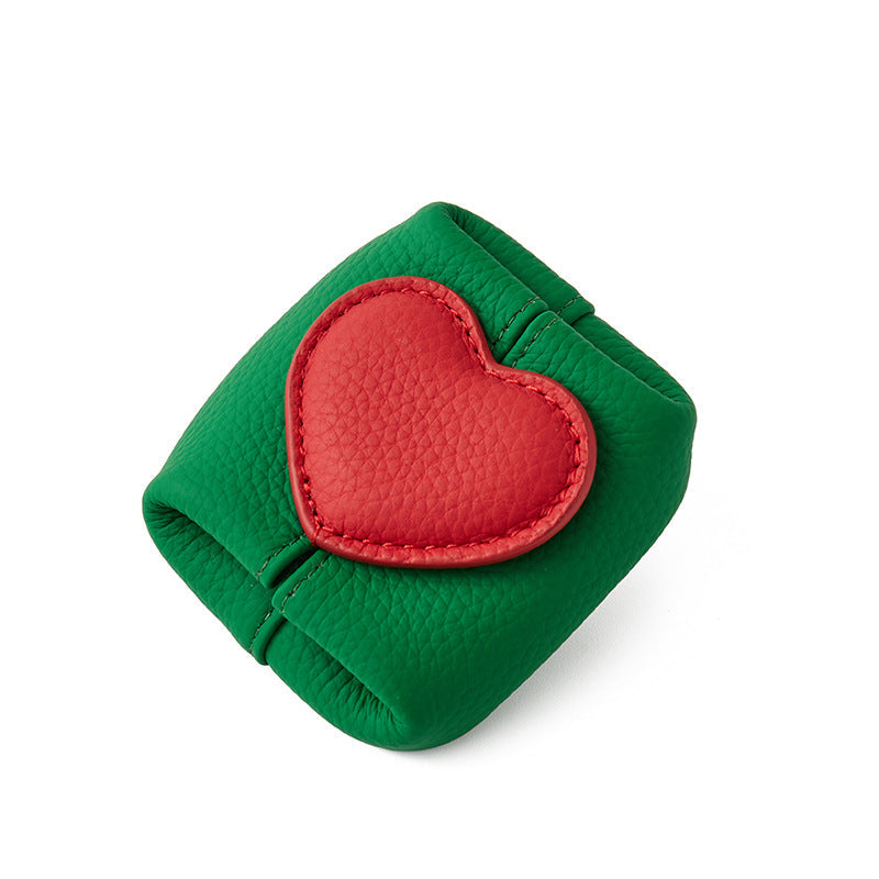 Top-Grain Leather Mini Wallet with a Hint of Heart💝