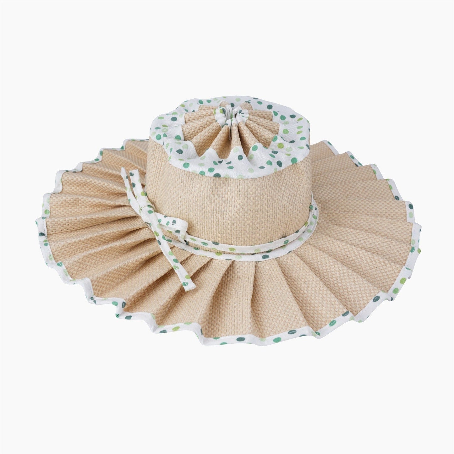 Handmade Foldable Straw Sun Hat for Women – UPF 50+ Wide Brim Pleated Beach Hat with Ponytail Opening & Packable Roll-Up Design