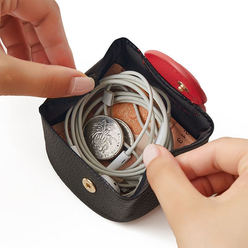 Top-Grain Leather Mini Wallet with a Hint of Heart💝