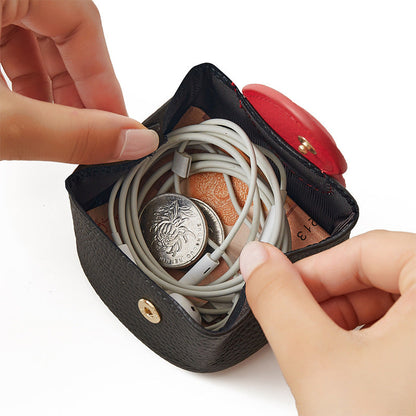 Top-Grain Leather Mini Wallet with a Hint of Heart💝