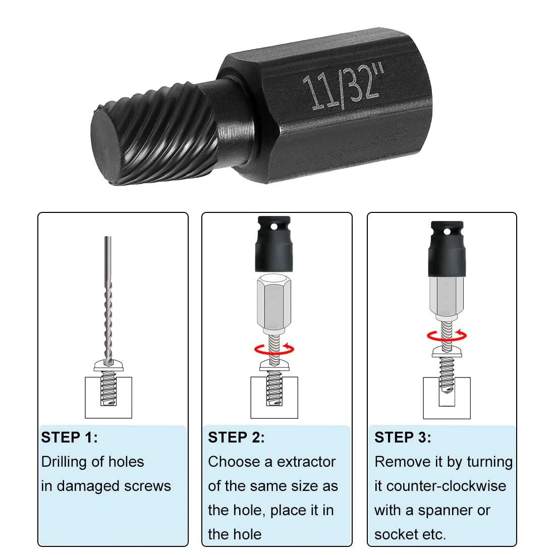 Dailyardtool® Broken Head Bolt Screw Cap Extractor Broken Head Screw Hexagon Socket Bolt Removal Tool