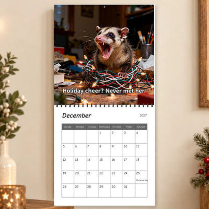 🐾Screaming Possums 2027 Wall Calendar – 12-Month Funny Relatable Calendar, Chaotic Life Humor Hanging Planner for Office, Home & Gag Gift