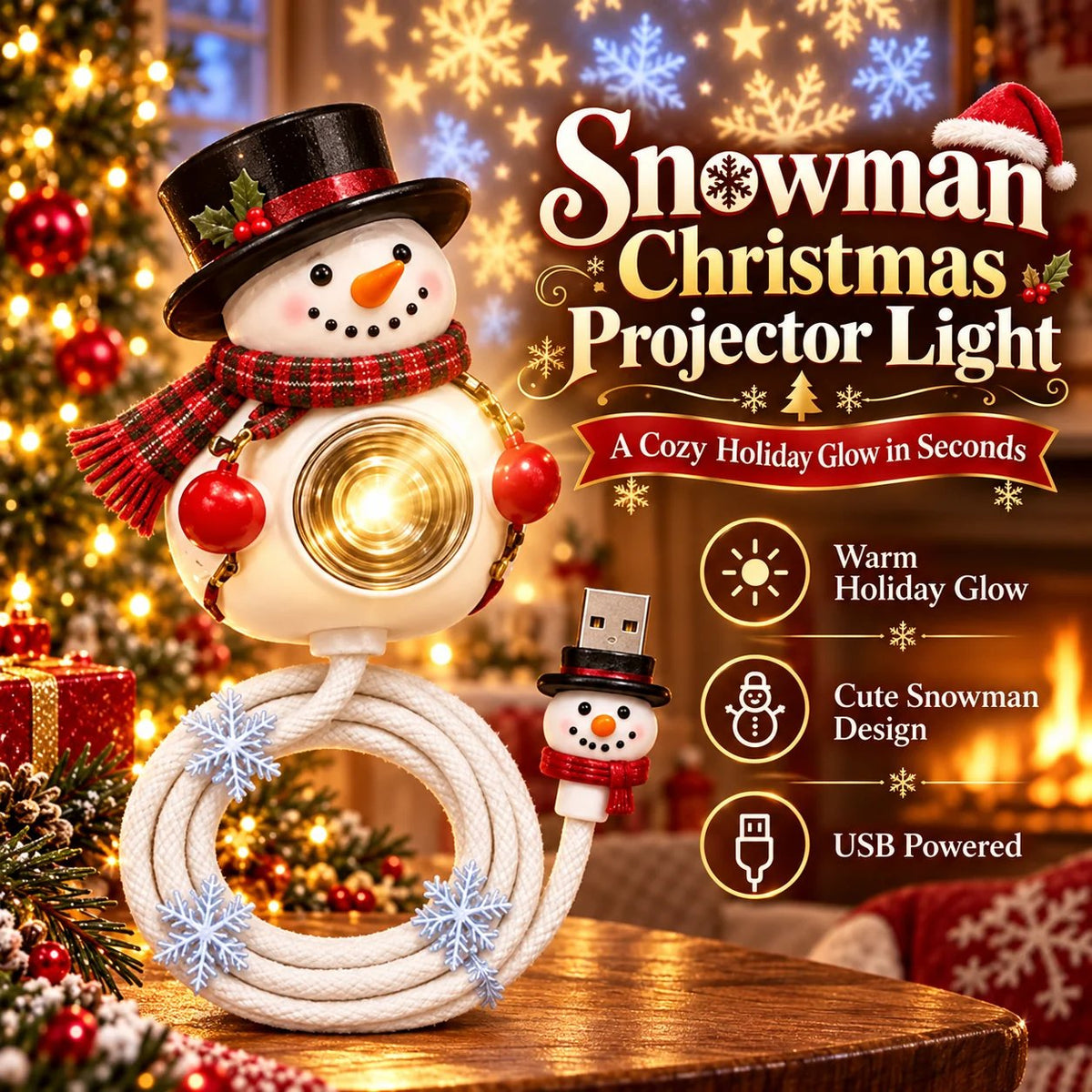 ⛄47% OFF🎄Bring Home Holiday Magic — Snowman Christmas Projector Light With Festive Glow🌙