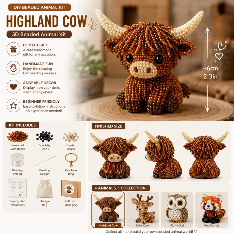 🧵✨DIY Petite 3D Beaded Animal Craft Kit
