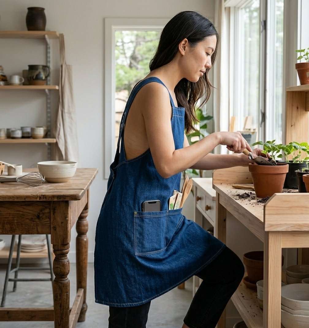 🔥Cloud-Fit Denim Apron | Ergonomic Cross-Back Design