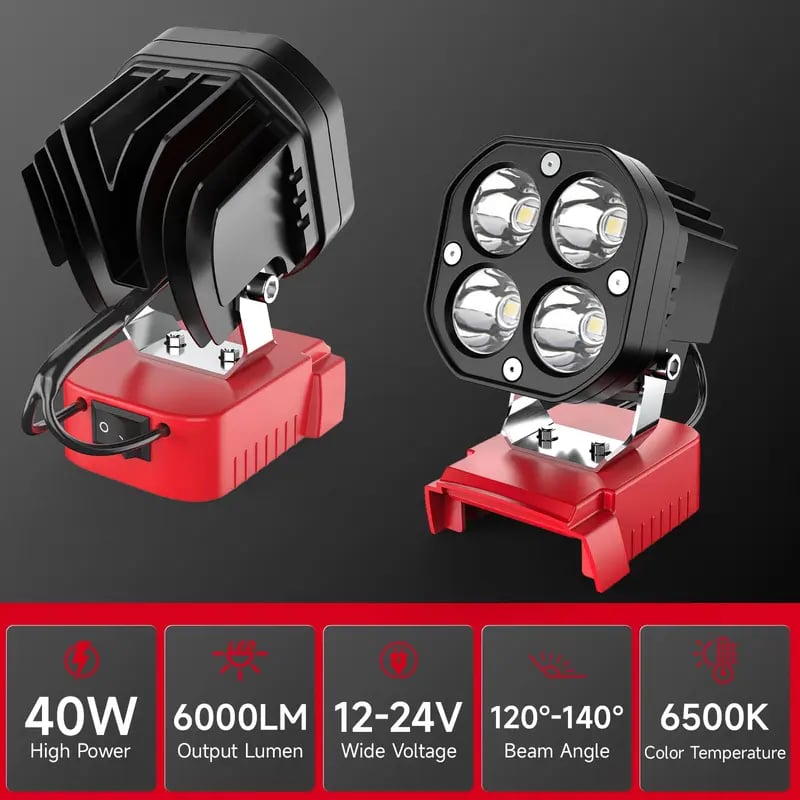Dailyardtool® LED Work Light Compatible with Milwaukee 18V Battery/Dewalt 18V&20V Battery