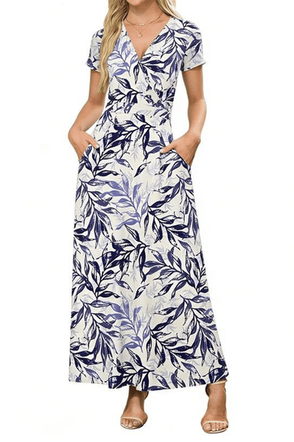 👗 V-Neck Maxi Dress — Elegant, Waist-Defining, Comfortable, and Casual Summer Long Dress