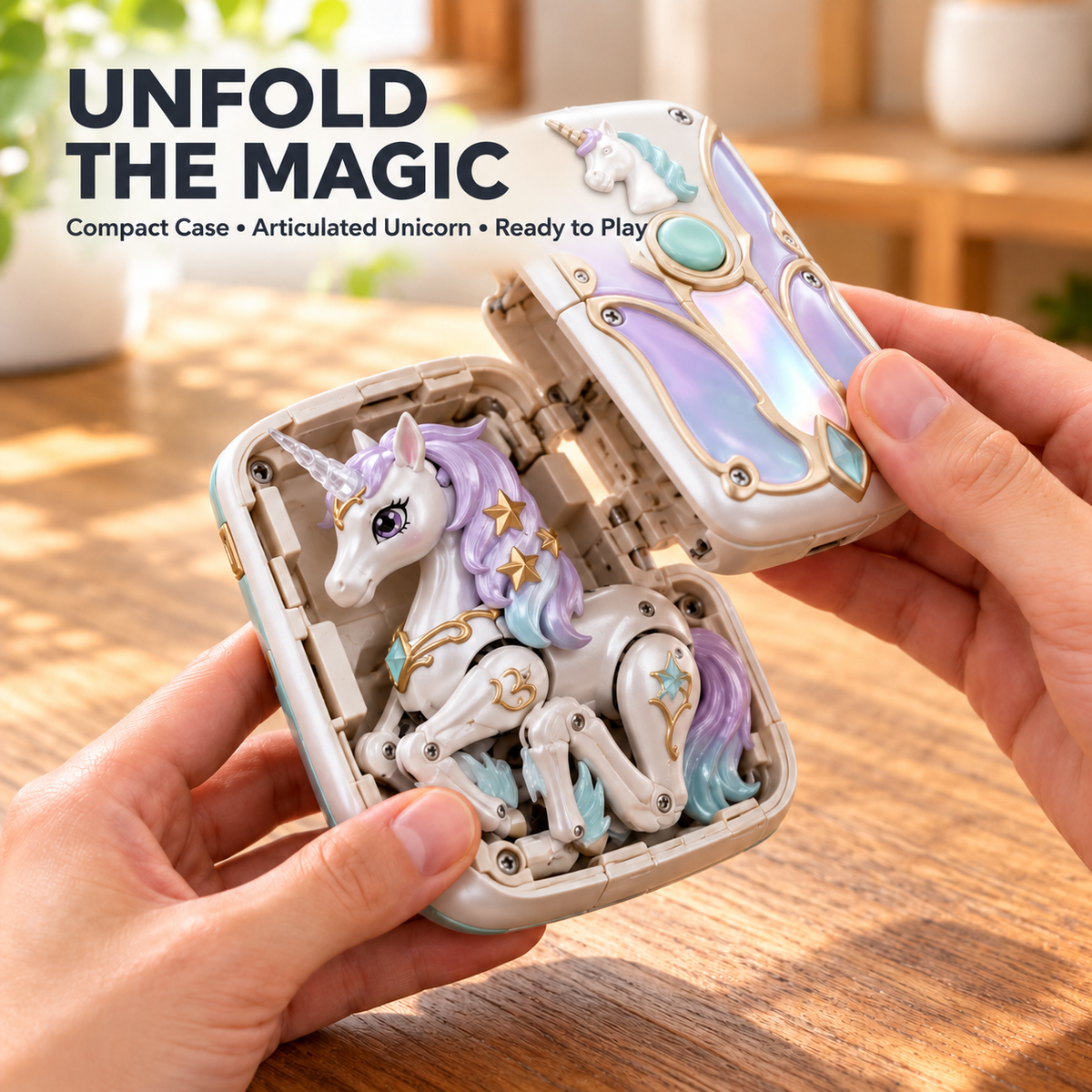 🦄 Moonlight Unicorn – 2-in-1 Foldable Fantasy Figure & Pocket Case