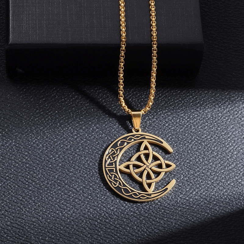 🧚Celtic Knot Crescent Steel Pendant Necklace✨