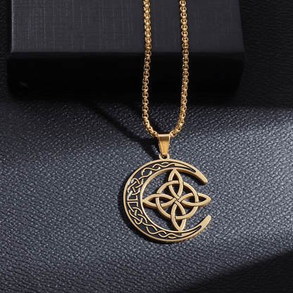 🧚Celtic Knot Crescent Steel Pendant Necklace✨