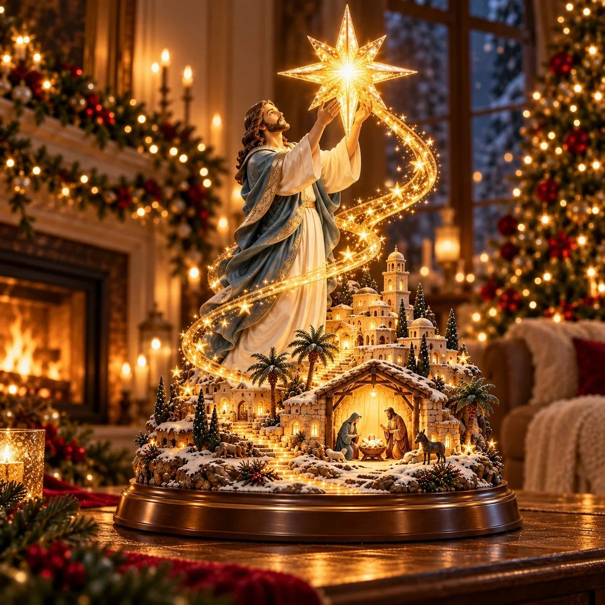 ⭐✨ Bethlehem Star of Hope – Jesus Holding the Guiding Star Illuminated Christmas Nativity Scene