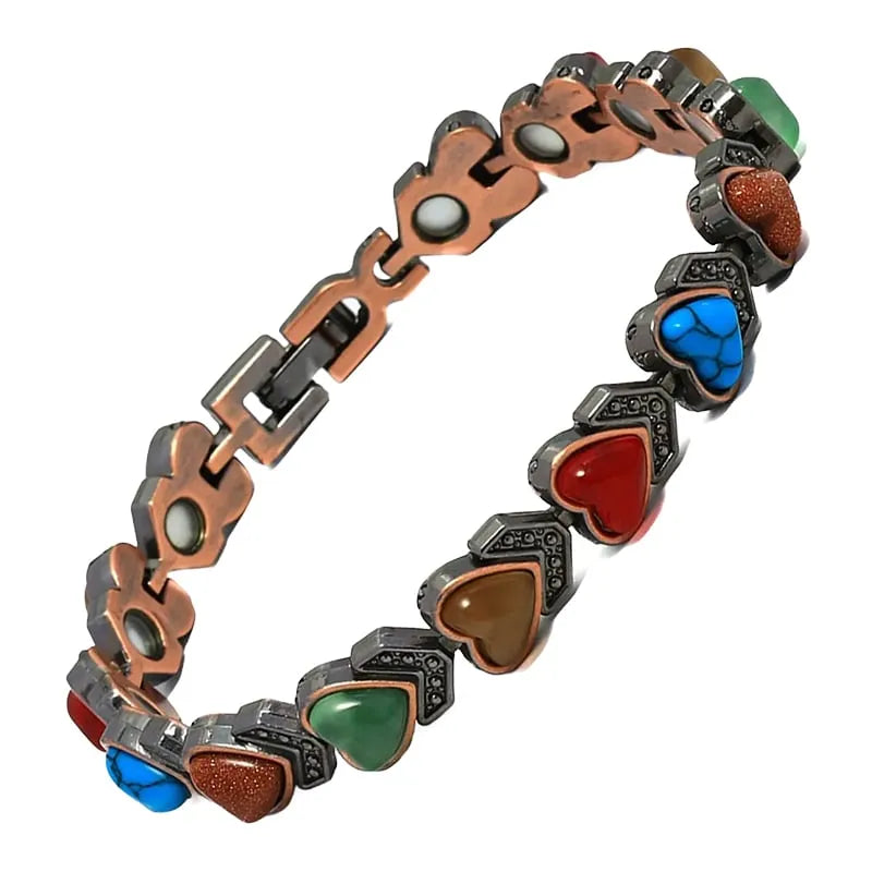 Retro Antique Copper Magnetic Gemstone Bracelet