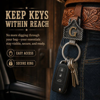 Handmade Cow Tag Belt Key Holder