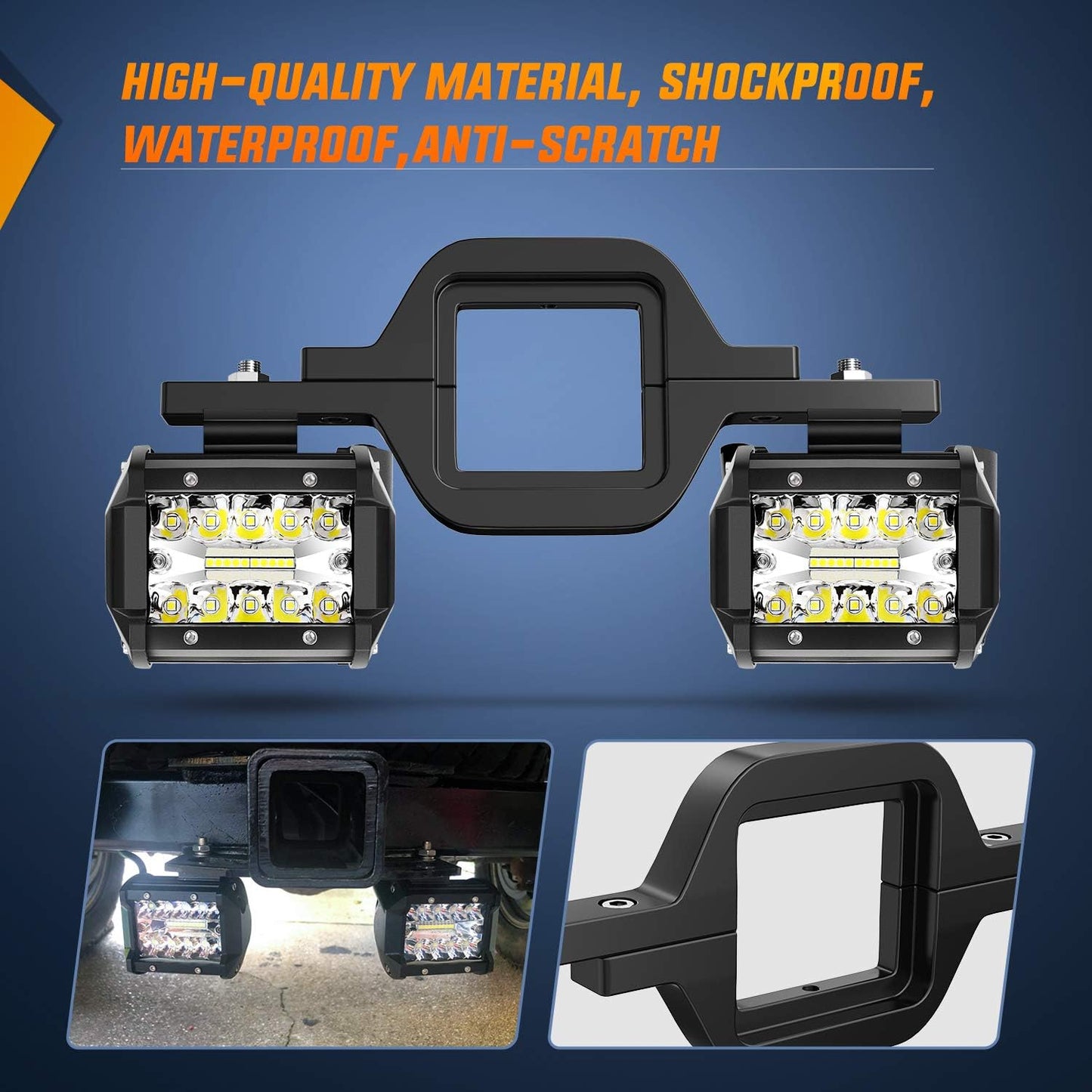 Dailyardtool® 2pcs 4 Inch LED Pods with Tow Hitch Mounting Brackets