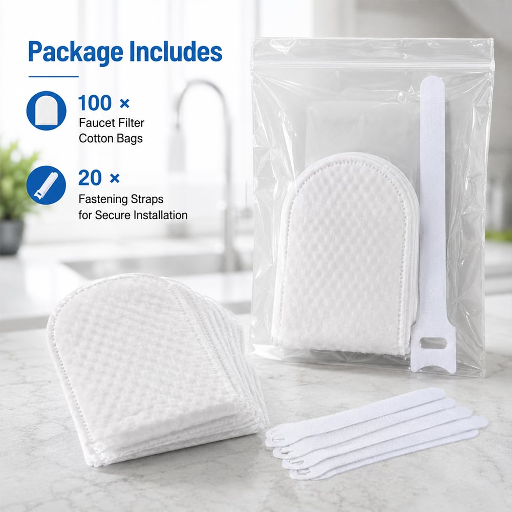 ✨Faucet Filter Cotton Bags - Universal, 100 PCS Splash-Proof Faucet Filter Set
