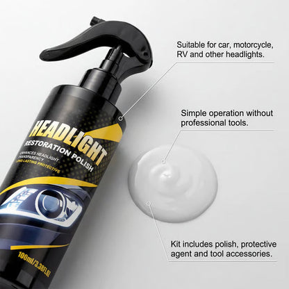 🏆 35K+ SOLD! 🚗Headlight Restoration Kit | 2‐Step No‐Sand Formula for Crystal Clear Lights ✨