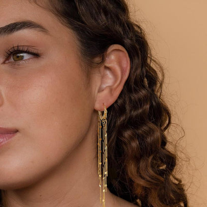 🔥Limited Time 40% Off✨14K Gold Plated Long Tassel Earrings for Women
