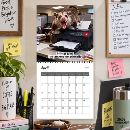 🐾Screaming Possums 2027 Wall Calendar – 12-Month Funny Relatable Calendar, Chaotic Life Humor Hanging Planner for Office, Home & Gag Gift