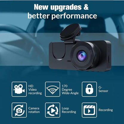 Dailyardtool® HD 1080P Dashcam with Three Lenses, Loop Recording and 3.5-inch IPS Screen