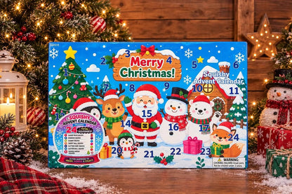 🔥24Pcs Squishy Fidget Toy Advent Calendar, Christmas Countdown Surprise Variety Squeeze Toy Pack, Kids Christmas Stocking Stuffer