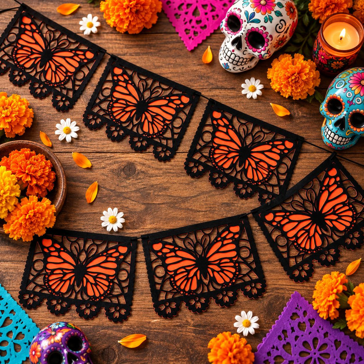 🔥LAST DAY 40% OFF-🦋 Monarchs Return Home™ Day of the Dead Butterfly Memorial Banner