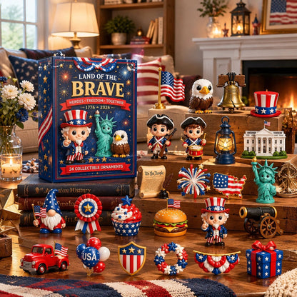 250th Anniversary Advent Calendar: Gift Box with 24 Patriotic-Themed Hanging Ornaments