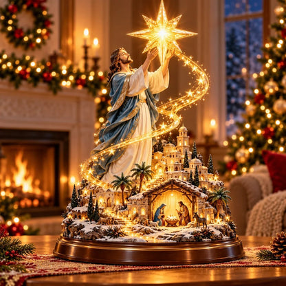 ⭐✨ Bethlehem Star of Hope – Jesus Holding the Guiding Star Illuminated Christmas Nativity Scene
