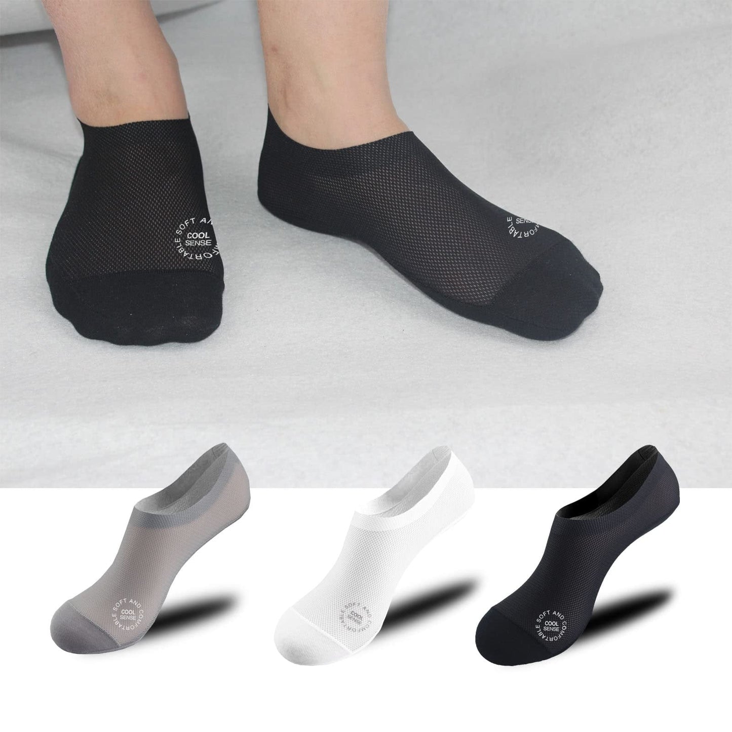 🧦3-Pair Invisible Grip Socks Pack 🧦Breathable | Low-Cut | Anti-Slip | Sweat-Absorbing