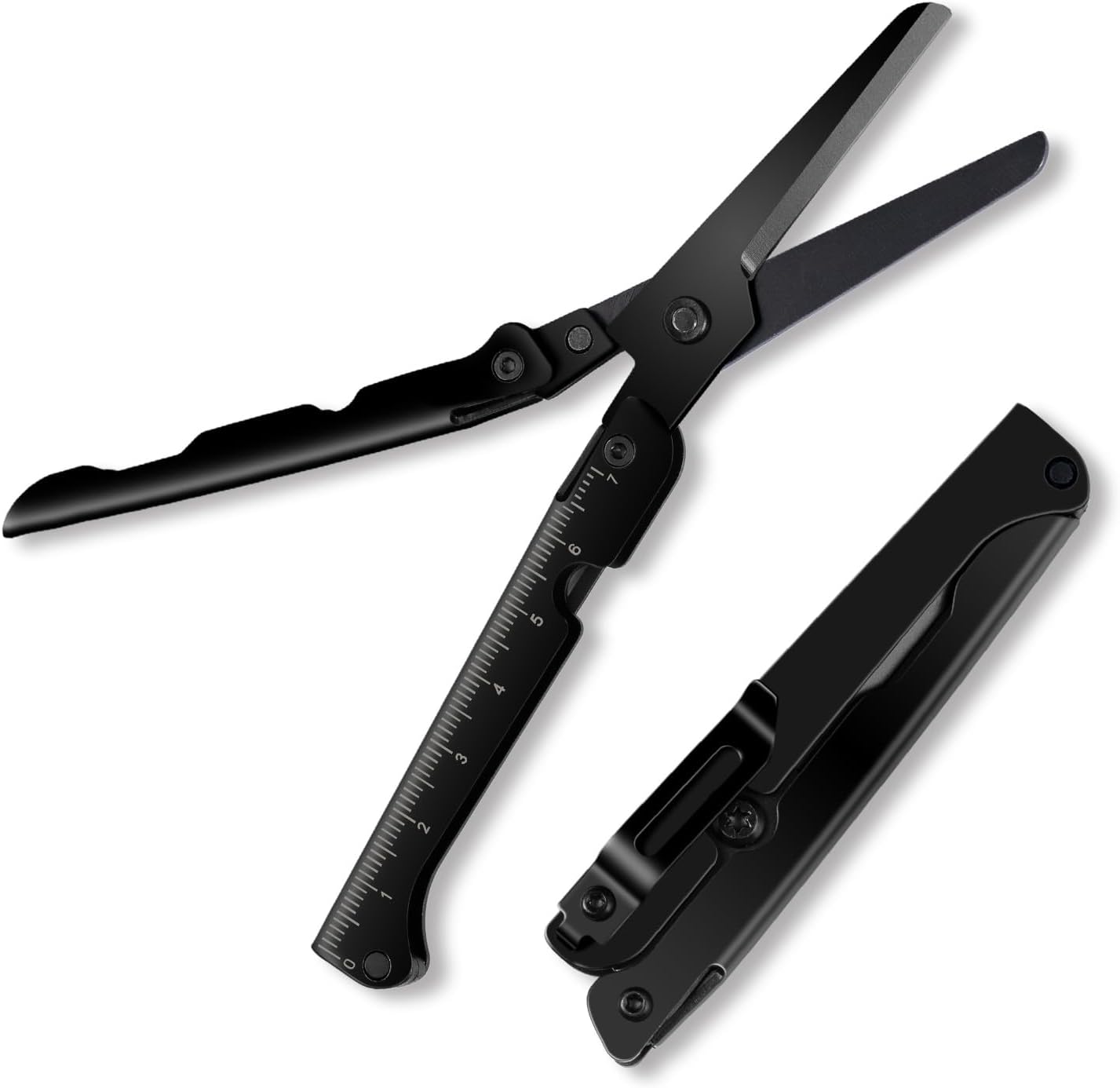 ✂️ 2-in-1 Foldable EDC Scissors with Built-In Ruler