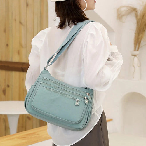 🎒✨ Lightweight Nylon Crossbody Bag – Multi-Pocket, Water-Resistant, Adjustable 🔧