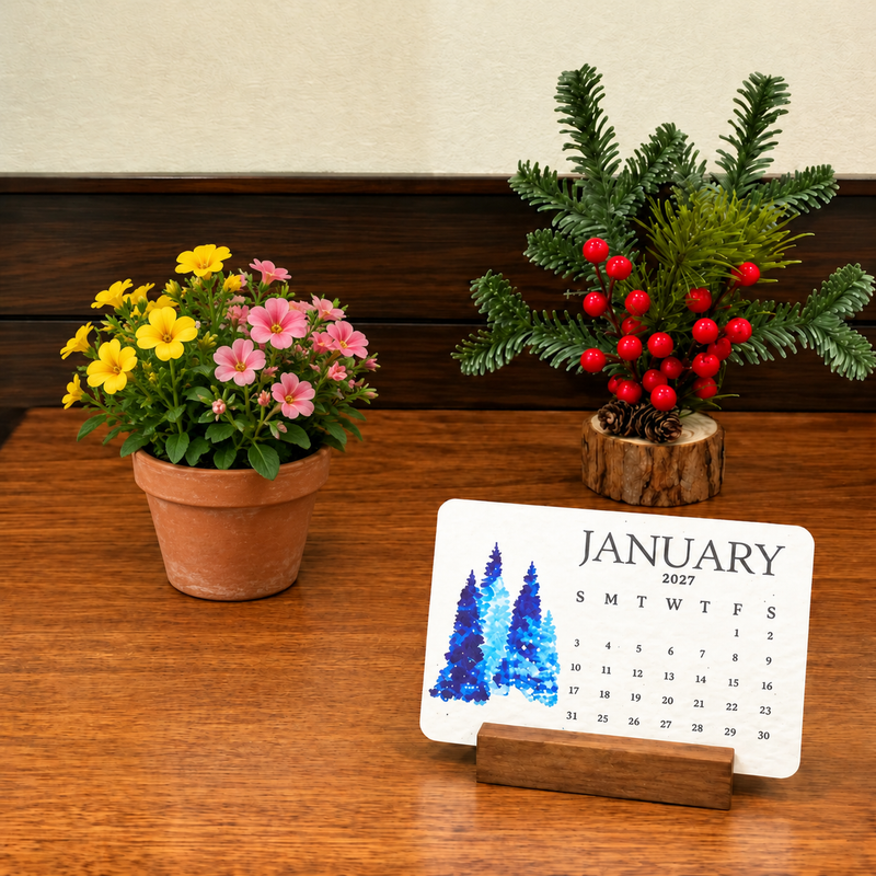 January 2027 seed paper calendar card