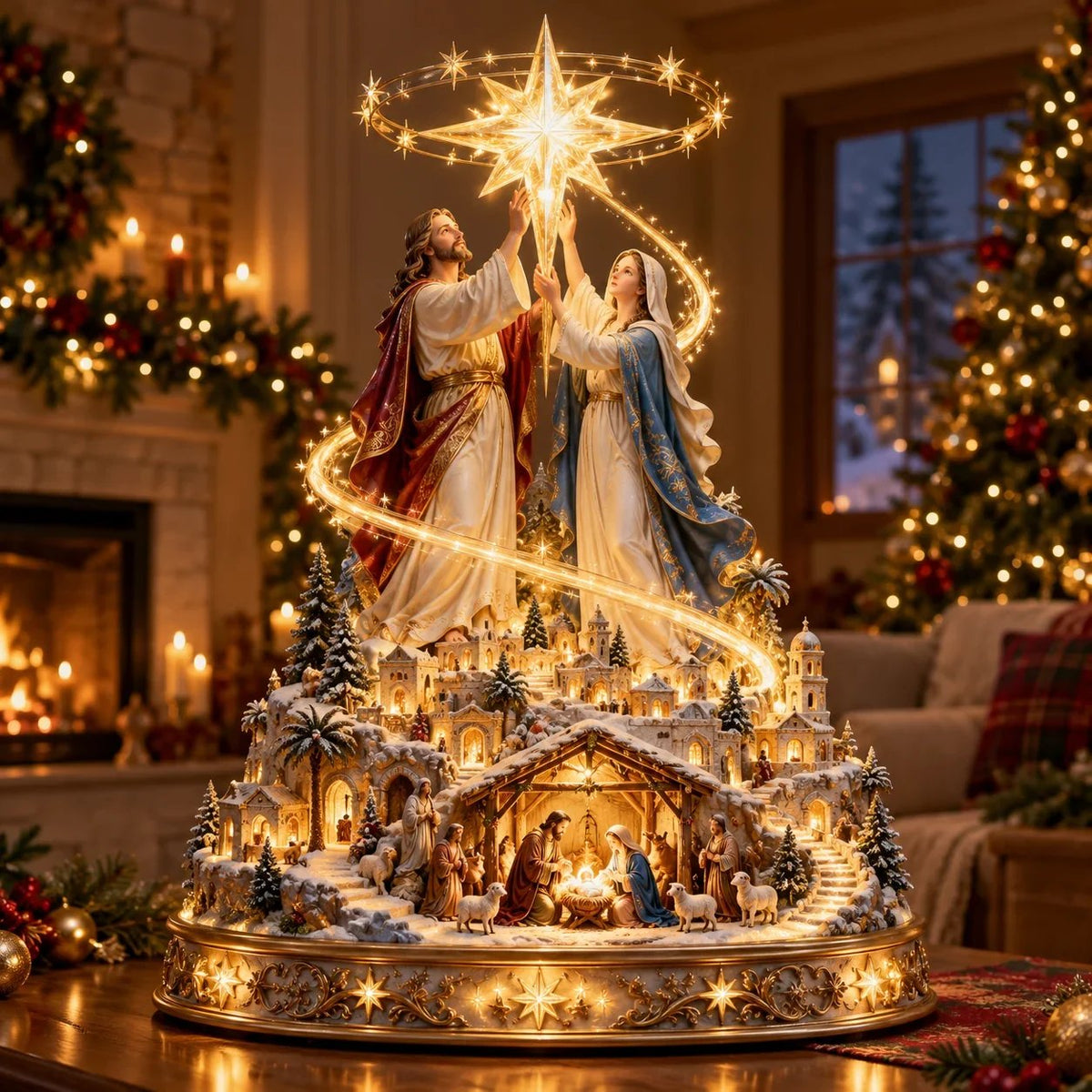 ⭐✨ Bethlehem Star of Hope – Jesus Holding the Guiding Star Illuminated Christmas Nativity Scene