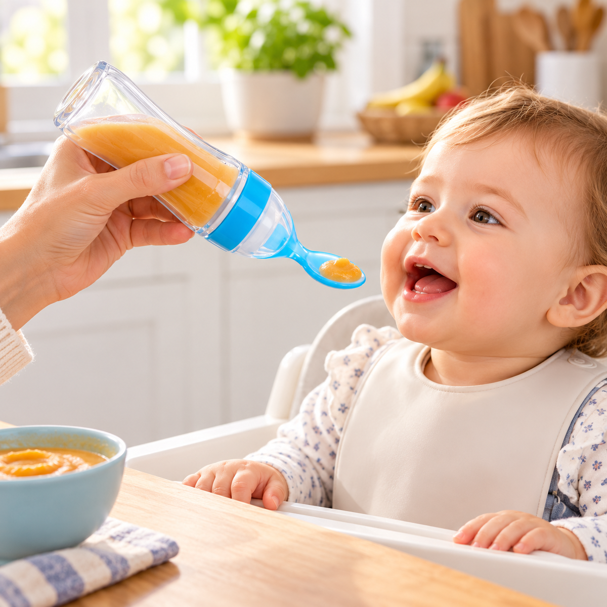🥄 Mess-Free Baby Feeding Spoon Bottle | Squeeze, Serve & Smile