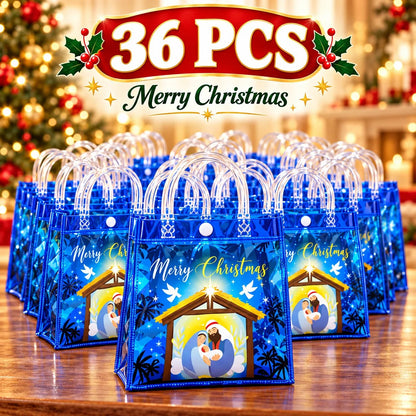 🎄✝️ Christmas Nativity Gift Bags – Reusable Christian Treat Bags with Handles