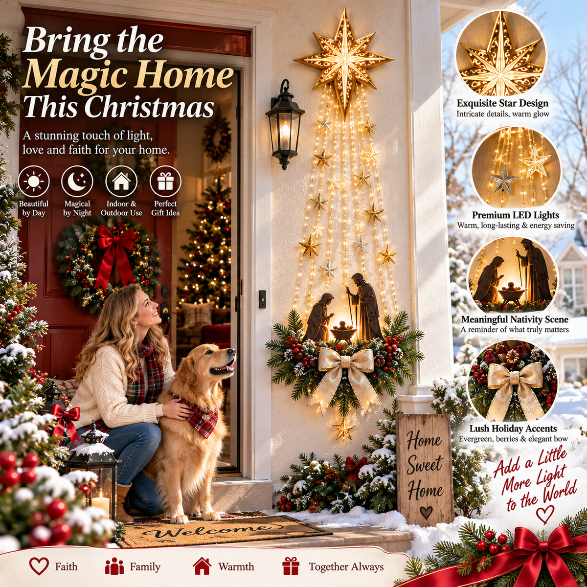 ✨Last Day 40% OFF✨✝️ Bethlehem Star of Faith™ – Lighted Nativity Wall Decor