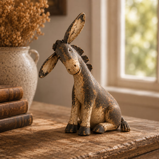 🫏Whimsical Rustic Donkey Figurine – Vintage Farmhouse Animal Decor