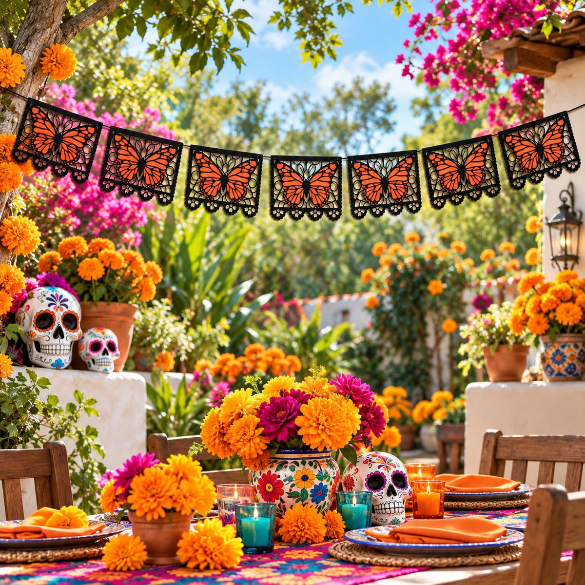 🔥LAST DAY 40% OFF-🦋 Monarchs Return Home™ Day of the Dead Butterfly Memorial Banner