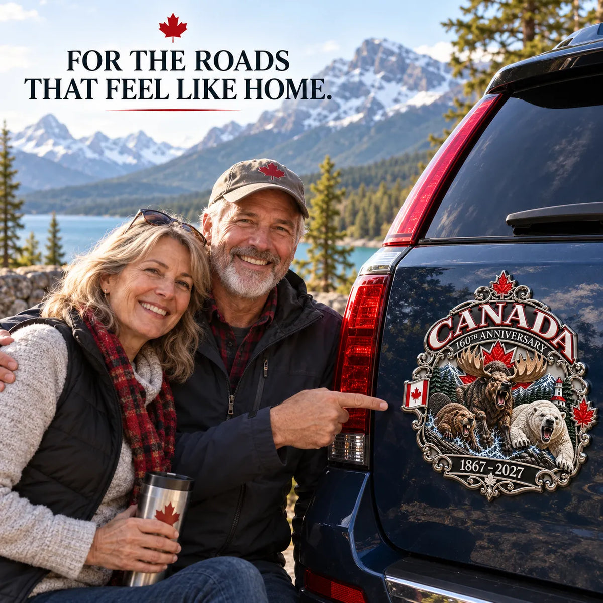 ⏳ Limited-Time 49% OFF – 🍁 Canada 160th Anniversary 3D Car Emblem | 8-Inch Metal Wildlife Badge, 1867–2027 🇨🇦