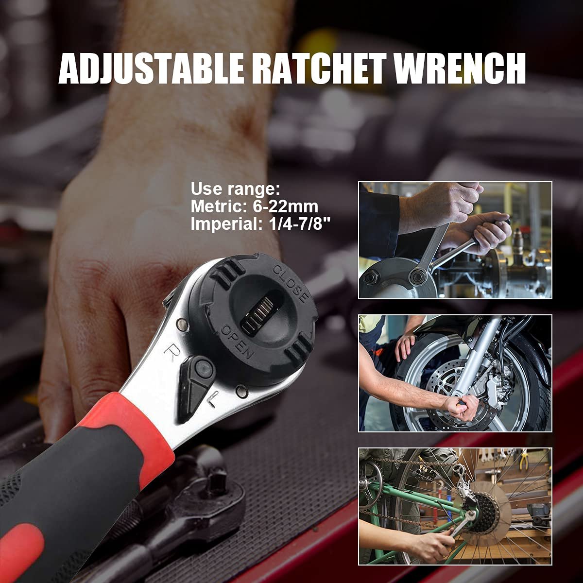 Dailyardtool® Adjustable Ratchet Wrench Kit for 6-22mm Screw