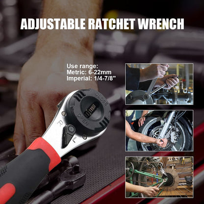 Dailyardtool® Adjustable Ratchet Wrench Kit for 6-22mm Screw