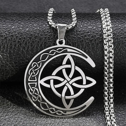 🧚Celtic Knot Crescent Steel Pendant Necklace✨
