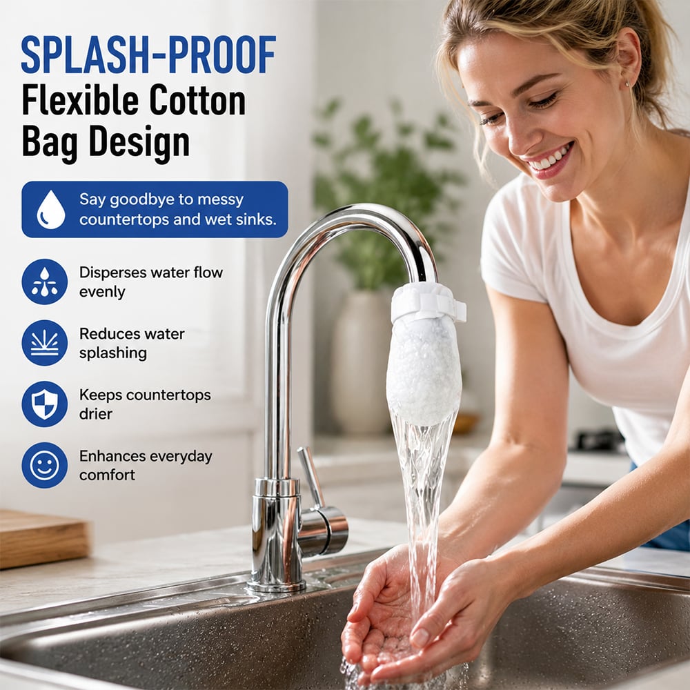 ✨Faucet Filter Cotton Bags - Universal, 100 PCS Splash-Proof Faucet Filter Set