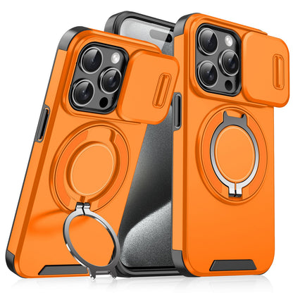 Case with Slide Camera Cover & Rotatable Ring Kickstand,  Grade Shockproof Protective Case for iPhone 11/12/13/14/15/16/17 Series